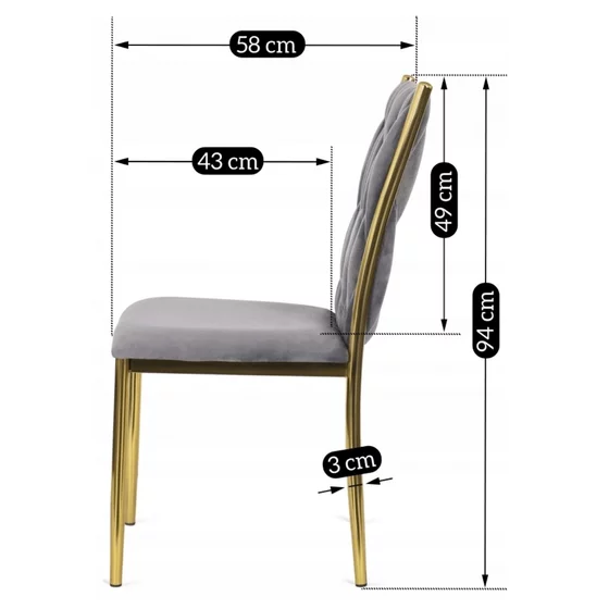 Scaun Daris, 48x58x94 H CM, Structura metalica, Gri/Auriu picture - 6