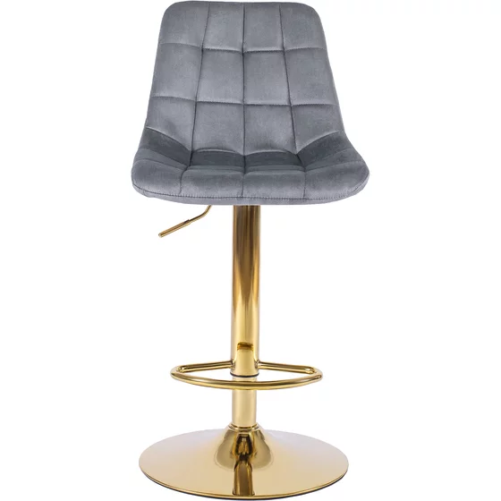 Scaun de Bar Akita, 45x42x91/112 cm, Metal/Catifea, Gri/Auriu picture - 2