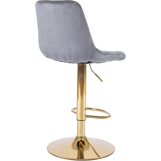 Scaun de Bar Akita, 45x42x91/112 cm, Metal/Catifea, Gri/Auriu picture - 5