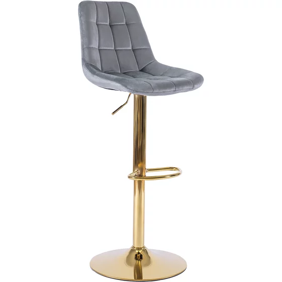 Scaun de Bar Akita, 45x42x91/112 cm, Metal/Catifea, Gri/Auriu picture - 1