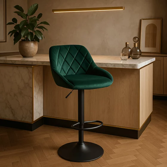 Scaun de Bar Embu, 45x48x83/104 cm, Metal/Catifea, Verde picture - 3