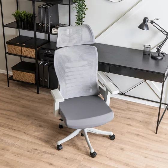 Scaun De Birou Corint, Ergonomic, 50x72x118x134 h cm, Stofa, Gri Deschis picture - 2