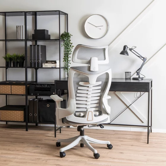 Scaun De Birou Corint, Ergonomic, 50x72x118x134 h cm, Stofa, Gri Deschis picture - 13