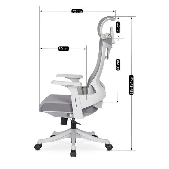 Scaun De Birou Corint, Ergonomic, 50x72x118x134 h cm, Stofa, Gri Deschis picture - 14