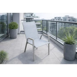 Scaun de Gradina/Terasa Sessio, 54.5x72x92 cm, Metal+Textilen+Lemn Stratificat, Camel