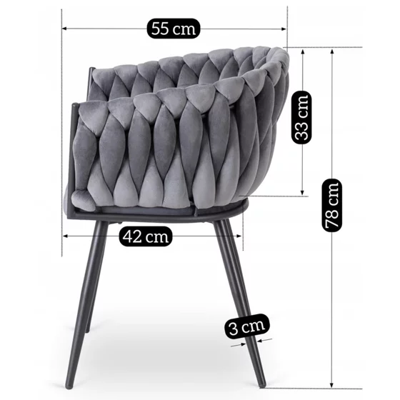 Scaun Elena, 63x55x78 h cm, Catifea Gri picture - 8