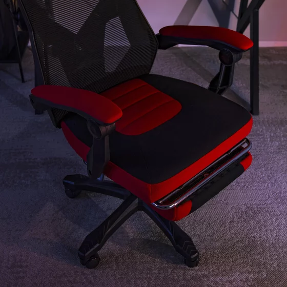 Scaun Gaming Bartali, Suport pentru Picioare, 62x75x106-116 h cm, Negru/Rosu picture - 6