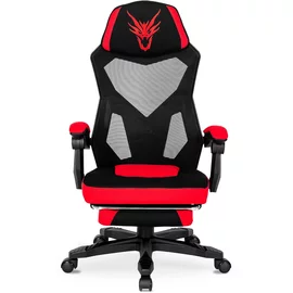 Scaun Gaming Bartali, Suport pentru Picioare, 62x75x106-116 h cm, Negru/Rosu