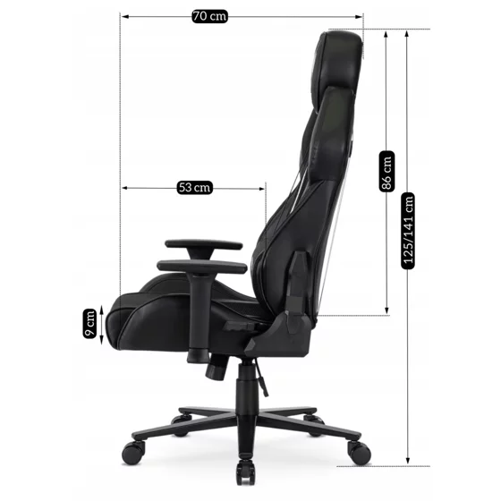 Scaun Gaming Fury, 74x70x125-141 h cm, Negru/Alb picture - 9