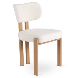 Scaun Grande, 50x52x80 h cm, Structura Metalica, Sezut si Spatar Tapitate cu Stofa Boucle Crem