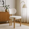 Scaun Grande, 50x52x80 h cm, Structura Metalica, Sezut si Spatar Tapitate cu Stofa Boucle Crem picture - 2