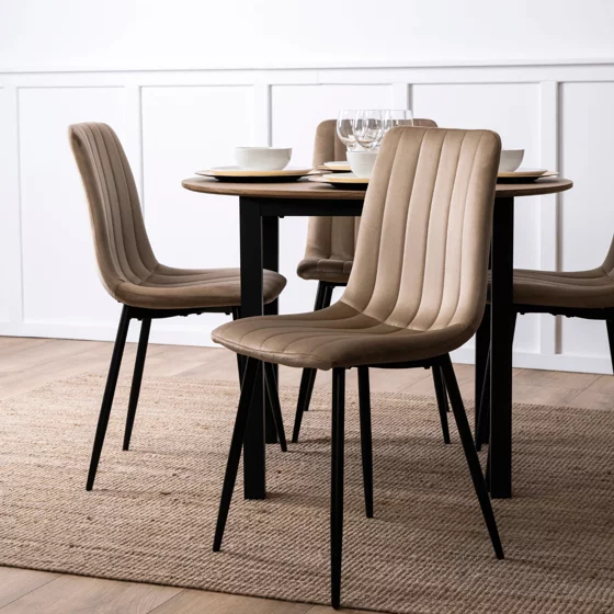 Scaun Iberia, 43x50x90,5 H CM, Structura metalica, Catifea Beige picture - 2