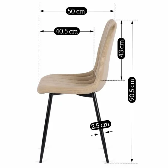 Scaun Iberia, 43x50x90,5 H CM, Structura metalica, Catifea Beige picture - 8
