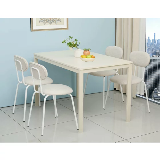 Scaun Jord, 49x45.5x78.5 h cm, Metal/Stofa, Alb/Crem picture - 3