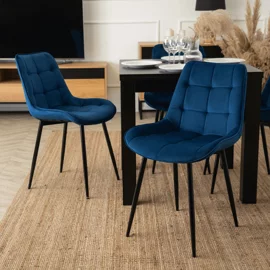 Scaun Kortina, 51.5x55x85 h cm, Catifea, Albastru Marin