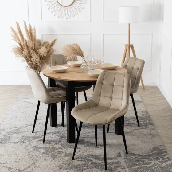Scaun Kortina, 51.5x55x85 h cm, Catifea Beige picture - 2