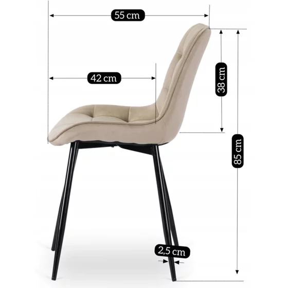 Scaun Kortina, 51.5x55x85 h cm, Catifea Beige picture - 8