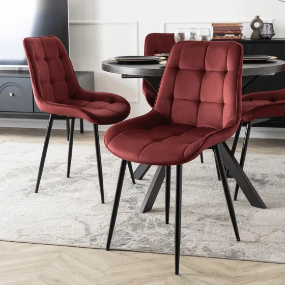 Scaun Kortina, 51.5x55x85 h cm, Catifea Bordo picture - 2