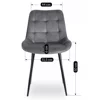 Scaun Kortina, 51.5x55x85 h cm, Catifea Gri picture - 7