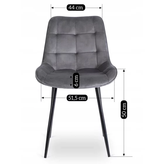 Scaun Kortina, 51.5x55x85 h cm, Catifea Gri picture - 7