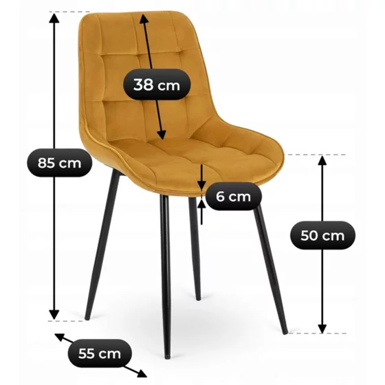 Scaun Kortina, 51.5x55x85 h cm, Catifea, Mustar picture - 7