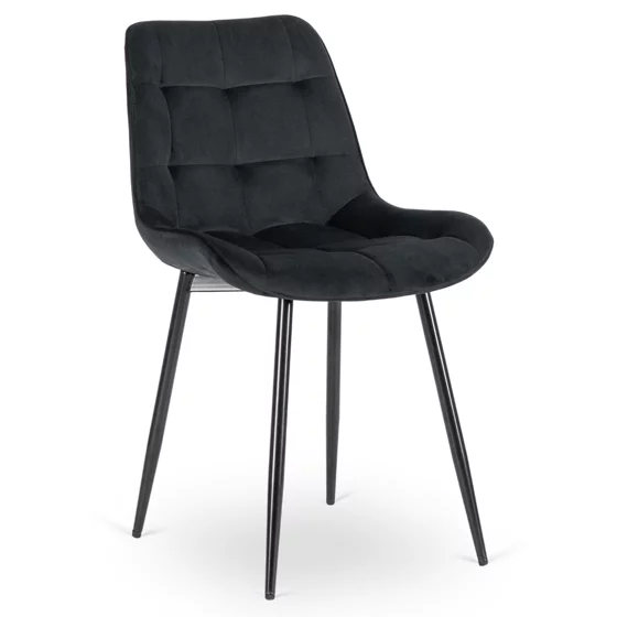 Scaun Kortina, 51.5x55x85 h cm, Catifea, Negru picture - 1