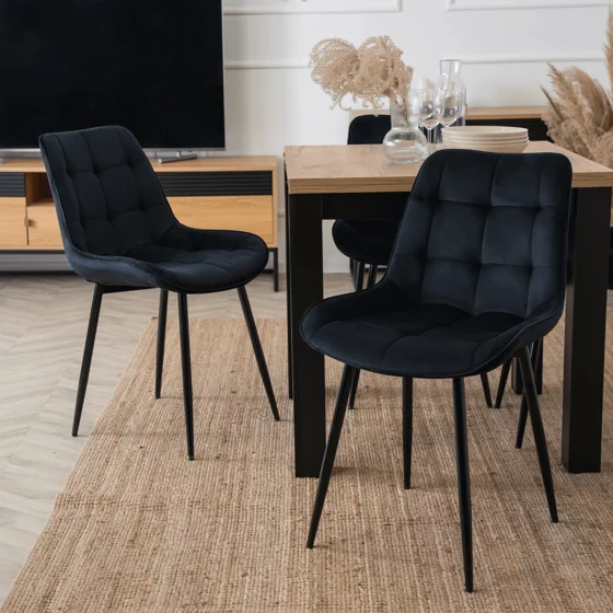 Scaun Kortina, 51.5x55x85 h cm, Catifea, Negru picture - 2