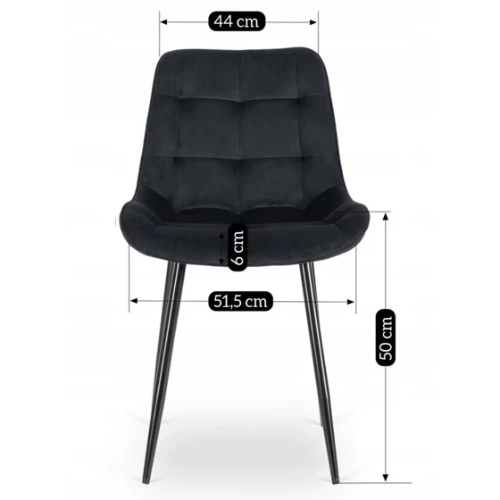 Scaun Kortina, 51.5x55x85 h cm, Catifea, Negru picture - 7