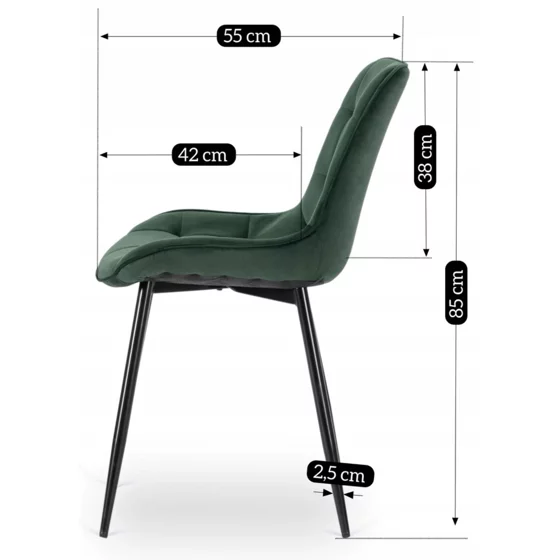 Scaun Kortina, 51.5x55x85 h cm, Catifea Verde picture - 7