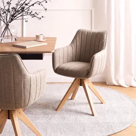 Scaun Rotativ Liguria, 61x57x90.5 h cm, Structura Lemn, Stofa Beige