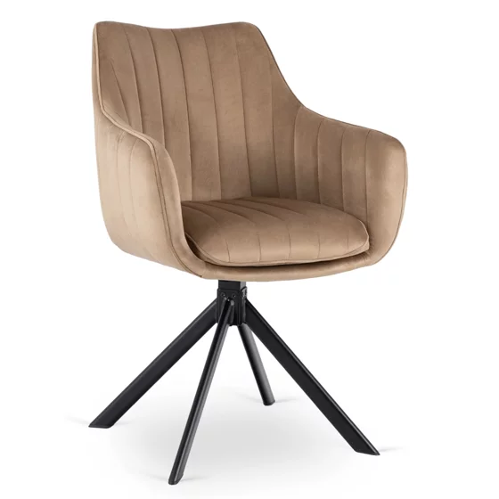 Scaun Makati, 62x52x89 cm, Functie Rotire, Structura Metalica, Catifea Beige picture - 1