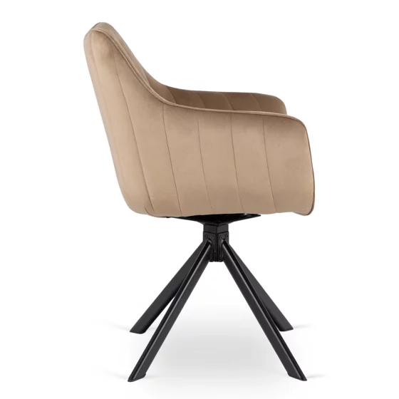 Scaun Makati, 62x52x89 cm, Functie Rotire, Structura Metalica, Catifea Beige picture - 7