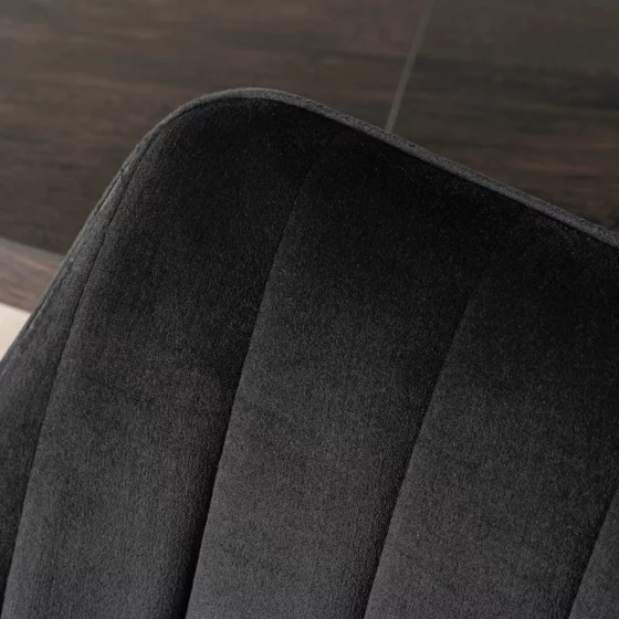 Scaun Makati, 62x52x89 cm, Functie Rotire, Structura Metalica, Catifea Neagra picture - 7