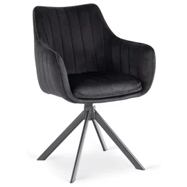 Scaun Makati, 62x52x89 cm, Functie Rotire, Structura Metalica, Catifea Neagra