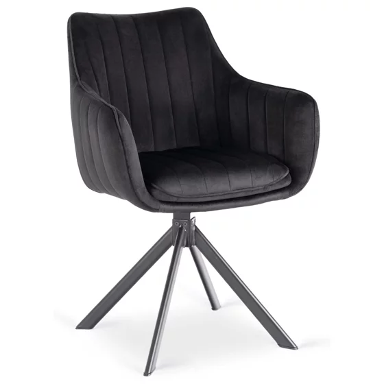 Scaun Makati, 62x52x89 cm, Functie Rotire, Structura Metalica, Catifea Neagra picture - 1