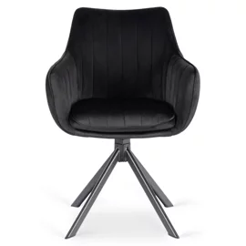 Scaun Makati, 62x52x89 cm, Functie Rotire, Structura Metalica, Catifea Neagra