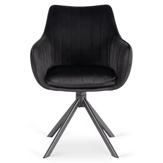 Scaun Makati, 62x52x89 cm, Functie Rotire, Structura Metalica, Catifea Neagra picture - 2