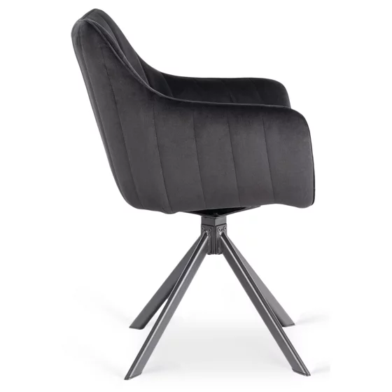 Scaun Makati, 62x52x89 cm, Functie Rotire, Structura Metalica, Catifea Neagra picture - 8