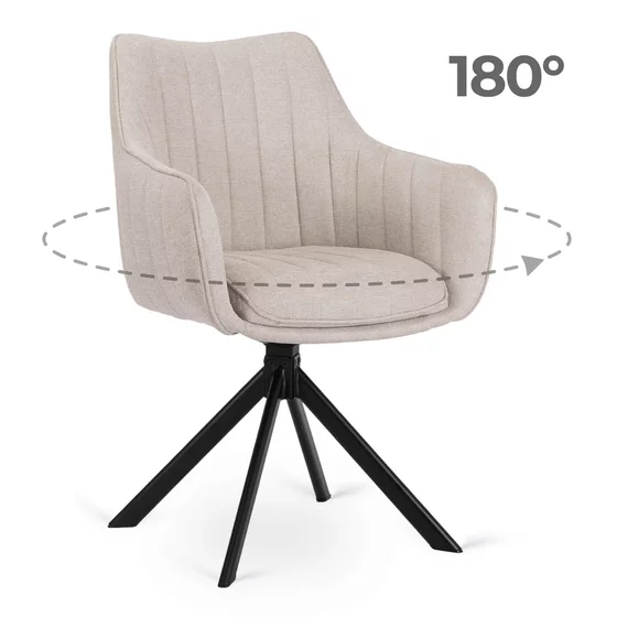 Scaun Makati, 62x52x89 cm, Functie Rotire, Structura Metalica, Stofa, Crem picture - 2