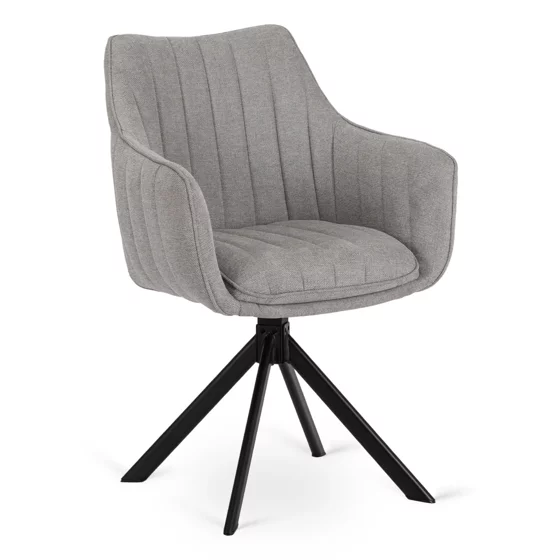 Scaun Makati, 62x52x89 cm, Functie Rotire, Structura Metalica, Stofa, Gri Deschis picture - 1