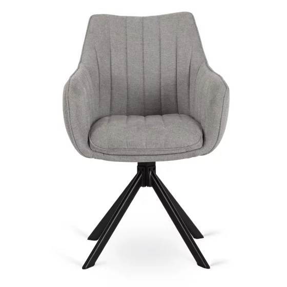 Scaun Makati, 62x52x89 cm, Functie Rotire, Structura Metalica, Stofa, Gri Deschis picture - 2