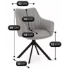 Scaun Makati, 62x52x89 cm, Functie Rotire, Structura Metalica, Stofa, Gri Deschis picture - 6