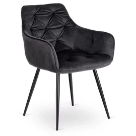 Scaun Maritimo, 57x57x84 cm, Structura Metalica, Catifea Neagra