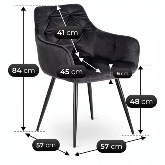 Scaun Maritimo, 57x57x84 cm, Structura Metalica, Catifea Neagra picture - 6