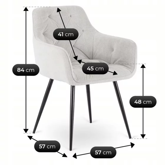Scaun Maritimo, 57x57x84 cm, Structura Metalica, Stofa Beige picture - 4