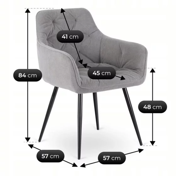 Scaun Maritimo, 57x57x84 cm, Structura Metalica, Stofa Gri picture - 5