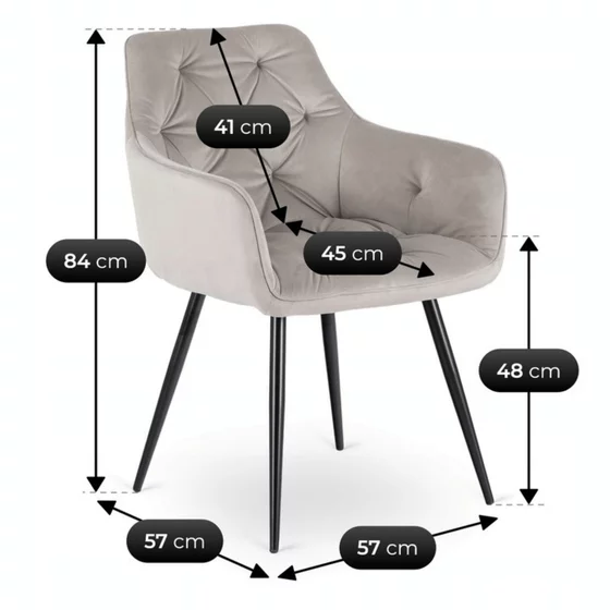 Scaun Maritimo, 57x57x84 cm, Structura Metalica, Catifea Gri picture - 6