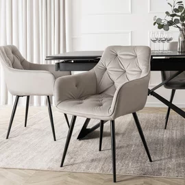 Scaun Maritimo, 57x57x84 cm, Structura Metalica, Catifea Gri