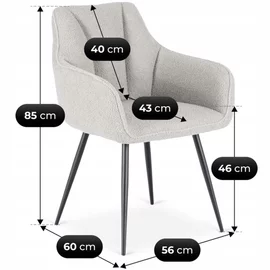 Scaun Narnia, 56x50x85 cm, Structura Metalica, Boucle Gri