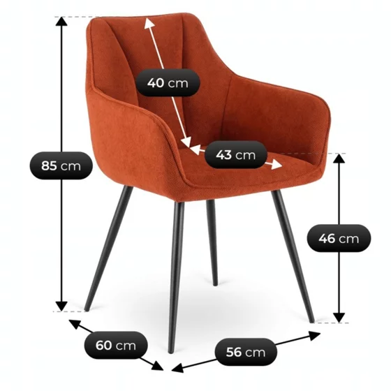 Scaun Narnia, 56x50x85 cm, Structura Metalica, Stofa Caramizie picture - 8